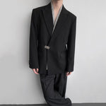 Fake Two-piece Metal Button Shoulder Pad Blazer