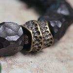 Buddha Stones Tibet Ebony Wood Copper Peace Tassel Wrist Mala Bracelet