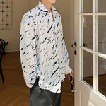 Splattered Graffiti Print Balloon Sleeve Shirt