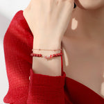 Buddha Stones 925 Sterling Silver Lucky Koi Fish Cinnabar Zircon Prosperity Double Layer Chain Bracelet