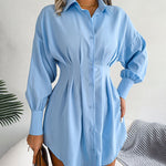 Zeagoo Lantern Sleeve Waisted Asymmetric Shirt Dress for Women Casual Work Office Loose Fit 2026 | Under