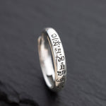 Buddha Stones 990 Sterling Silver Six True Words Om Mani Padme Hum Love Peace Ring (Extra 35% Off | USE CODE: FS35)