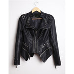 PU Gothic Style Rivet Slim Waist Leather Jacket