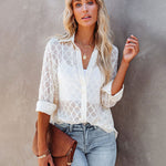 Zeagoo Long Sleeve Button Up Shirt Summer Sheer Tulle Top for Women Casual Loose Business Casual 2026 | Under
