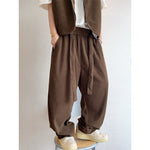 Retro Corduroy Ribbon Curved Pants