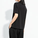 Ice Silk Hem Draped Curved Pleated Patchwork Top