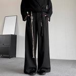 Japanese Retro Button Irregular Loose Straight Trousers
