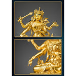 Buddha Stones Four-armed Manjusri Bodhisattva Gold Figurine Compassion Serenity Copper Statue Home Decoration