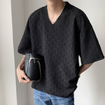 Solid V-Neck Pullover Half Sleeve T-Shirt