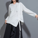 Hooded Irregular Stitching Long Sleeves T-shirts