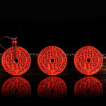 Buddha Stones Natural Cinnabar Mountain Ghosts Spend Money Bagua Design Blessing Necklace Pendant