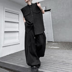 Stand Collar Sleeveless Shirt Casual Trousers Two-piece Suit