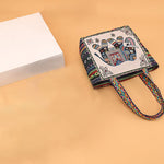 Buddha Stones Elephant Butterfly Embroidered Large Capacity Canvas Tote Bag Shoulder Bag