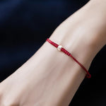 Buddha Stones 925 Sterling Silver Luck Bead Protection Red String Thin Cord Braided Bracelet
