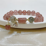 Buddha Stones Natural Strawberry Quartz Moonstone Love Bracelet