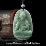 Buddha Stones Chinese Zodiac Natal Buddha Natural Jade Wealth Prosperity Necklace Pendant (Extra 30% Off | USE CODE: FS30)