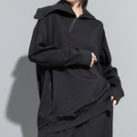 Stand Collar Zipper Loose Irregular Sweatshirt