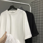 Ripped Solid Color Round Neck T-shirt
