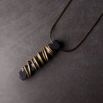 Buddha Stones Tibet Ebony Wood Brass Balance Peace Necklace Pendant