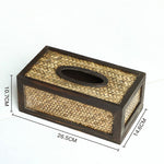 Handmade Bamboo Woven Wood Tissue Box Wooden Tissue Holder Wipes Boxes Decoration