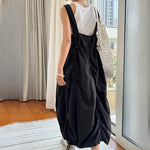 Drawstring Pleated Breathable Work Dress
