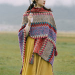Buddha Stones Tibetan Shawl Warm Cloak Tibetan Tassel Scarf