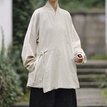 Loose Cotton Cross Front Hanfu Kimono Cardigan