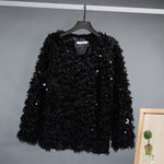 Sequined Crew Neck Pullover Sweater
