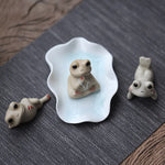 Buddha Stones Meditating Ceramic Small Frog Statue Decoration