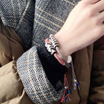Buddha Stones Tibetan 925 Sterling Silver Om Mani Padme Hum Handmade Dzi Bead Protection Braid Bracelet