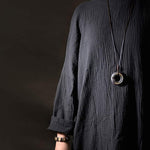 Buddha Stones Zen Circle Ebony Wood Peace Calm Necklace Pendant