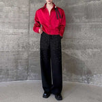 Floral-embellished French Long-sleeved Satin Silky Shirt