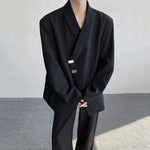 Black Irregular Single-breasted Casual Blazer