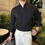 French Wing Collar Slim Fit Dress Shirt
