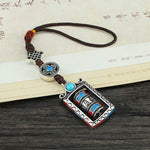 Buddha Stones Six True Words Prayer Wheel Rotation Knot Blessing Keychain Decoration