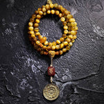 Buddha Stones 108 Mala Beads Natural Tiger Eye Copper Dorje Protection Tassel Bracelet