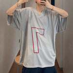 Retro Loose Sports Mesh Hollow Print T-shirt