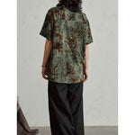 Flocked Floral Vintage Tie-dye Distressed Shirt