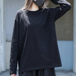 Pure Black Versatile Loose Long Sleeves