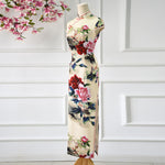 Buddha Stones Peony Flower Print Cheongsam Dress Women's Qipao (Extra 30% Off | USE CODE: FS30)