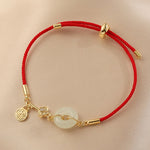 Buddha Stones "Wishing You Peace and Protection" Jade Red Rope Bracelet Includes Gift Message Card