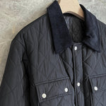 3D Pocket Diamond-patterned Collar Cotton Coat