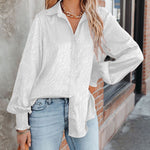 Zeagoo Satin Button Down Blouse Zebra Print Lantern Casual Long Sleeve Collared Shirts Tops