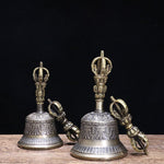 Buddha Stones Tibetan Meditation Bell and Vajra Dorje Copper Enlightenment Decoration Set