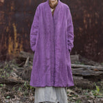 Ramie Hand-tied Tie-dyed Padded Thickened Women's Long Cotton Coat