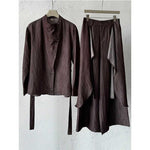 Irregular Slanted Placket Shirt and Trousers Two-piece set