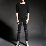 Slim Fit Fringe Cutout Half Sleeve T-Shirt