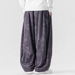 Corduroy Printed Casual Wide-Leg Pants