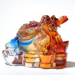 Buddha Stones Feng Shui Frog Handmade Liuli Crystal Art Piece Wealth Home Office Decoration