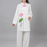 Buddha Stones Lotus Flower Leaf Pattern Tai Chi Meditation Prayer Spiritual Zen Practice Clothing Women's Set (Extra 30% Off | USE CODE: FS30)